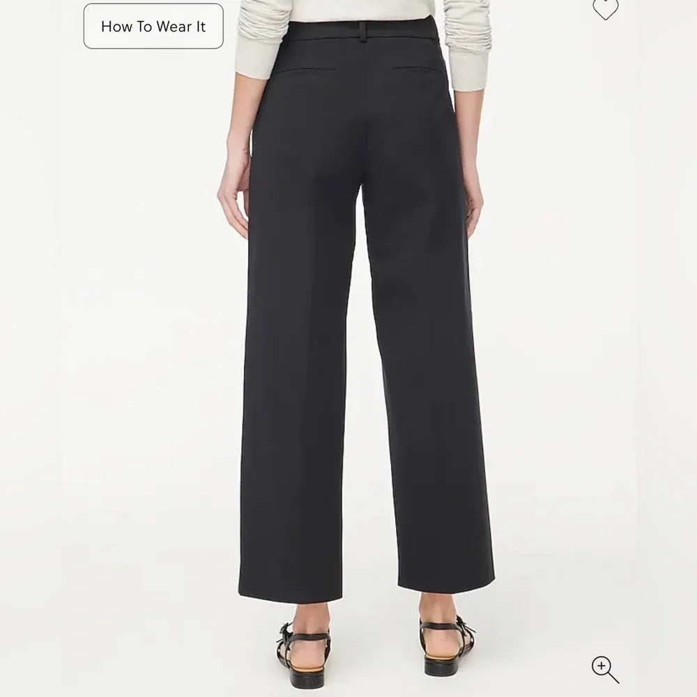 J.CREW KRISTYN Black Pants Wide Leg Cropped Pocket Size 10